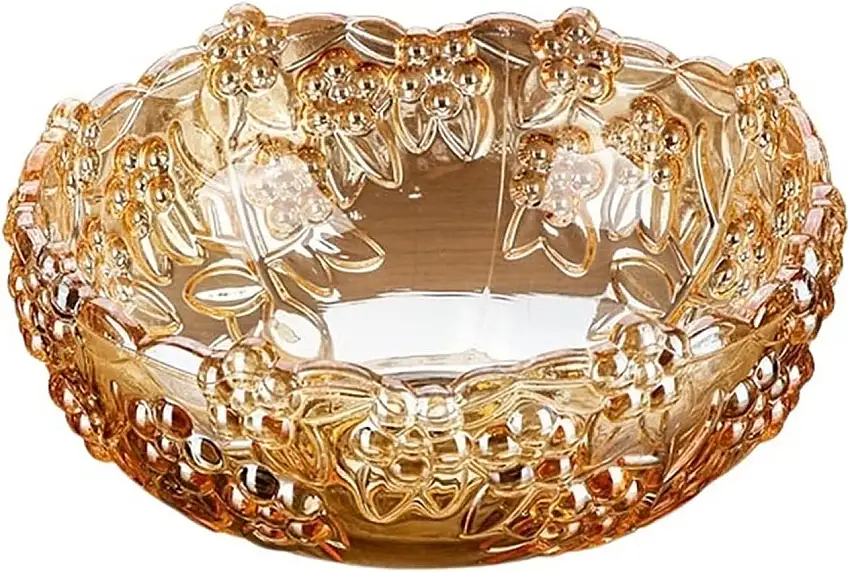 SISWIM Obstkörbe Goldener Glas Obstteller großer einfacher Obstschale Mode Snack Süßigkeiten Tablett große Kapazität Gemüse Salat Schüssel Obstschale Obst Etagere