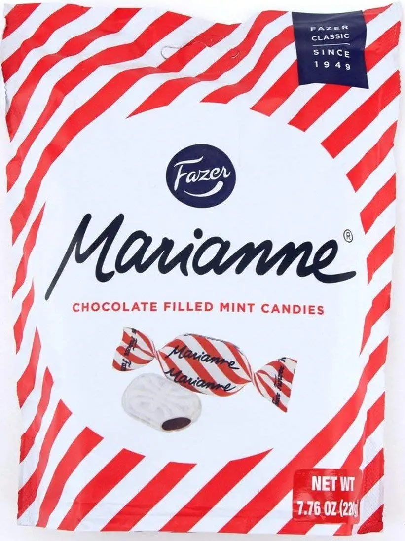 Fazer Marianne Bonbons mit Schokolade gefüllt, Minze, importiert aus Finnland, 220 g, 3 Stück