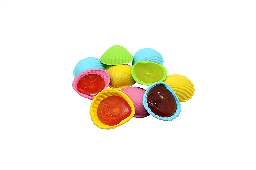 40 Stk. Schleckmuschel bunt einzeln verpackt Lutscher Lollies Candy Bar Leckmuscheln 400g