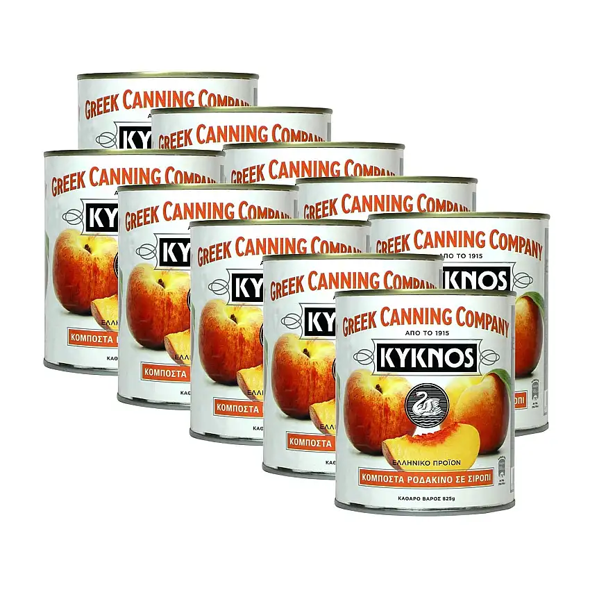 KYKNOS S.A. Greek Canning - Pfirsiche aus Griechenland - 10er Pack - 10x 825 g Dose