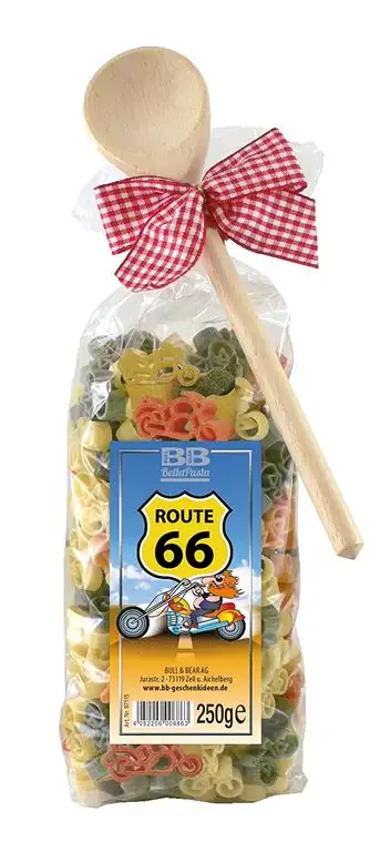 Pasta Präsent Route 66 mit bunten Motorradnudeln (250 g) handgefertigt in deutscher Manufaktur