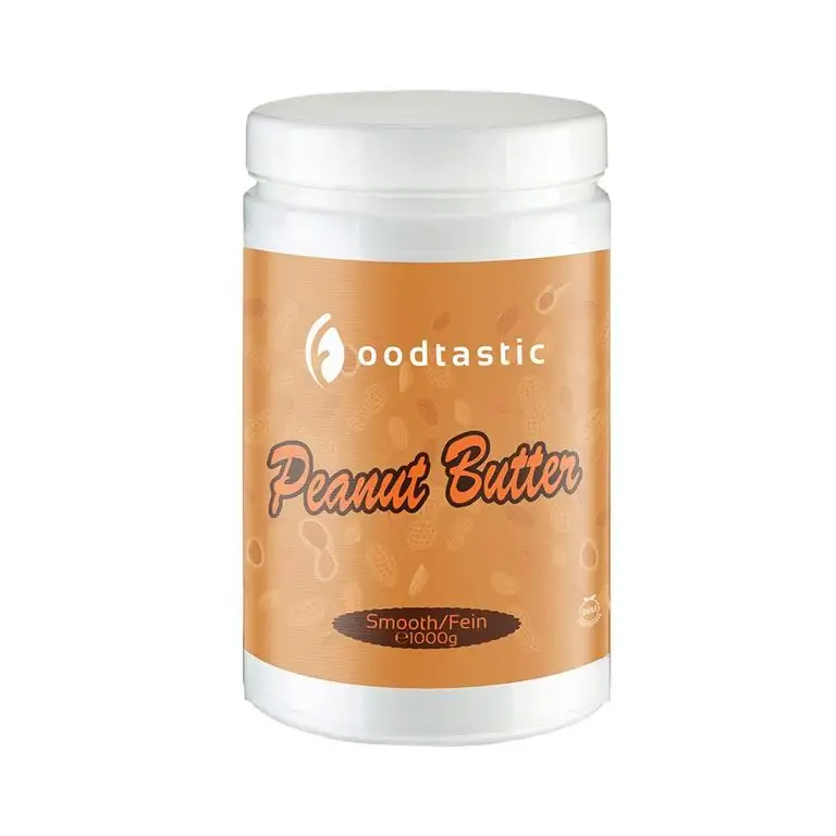 Foodtastic Protein Erdnussbutter 1kg / 1000g Smooth | natürliche cremige Peanut Butter | Erdnussmus ohne Zucker | ohne Zusätze wie Salz, Palmöl oder Konservierungsmittel | glutenfrei und vegan