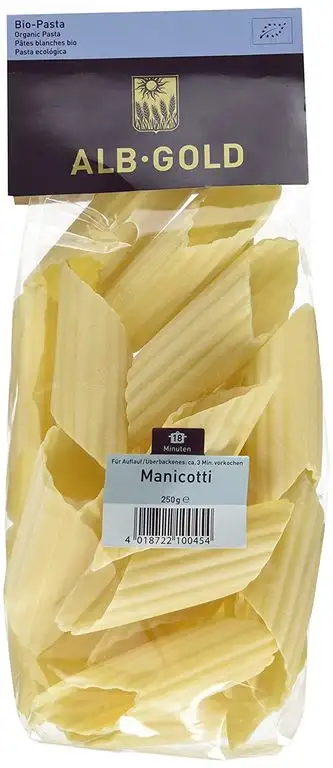 Alb-Gold Pasta Manicotti XXL, 4er Pack (4 x 250 g Packung) - Bio