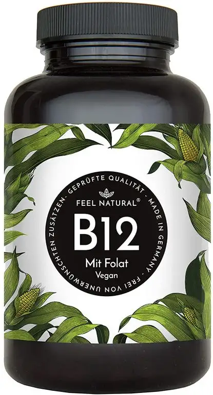 Vitamin B12-180 Tabletten im Jahresvorrat. Mit bioaktivem Methyl- und Adenosylcobalamin + Depotform Hydroxocobalamin + Quatrefolic® 5-MTHF. Laborgeprüft, vegan, in Deutschland produziert