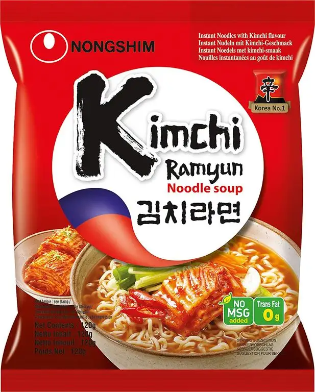 Nong Shim Instantnudeln Kimchi Ramyun – Koreanische Ramen Suppe (schnelle Zubereitung) 6er Vorteilspack à 120g