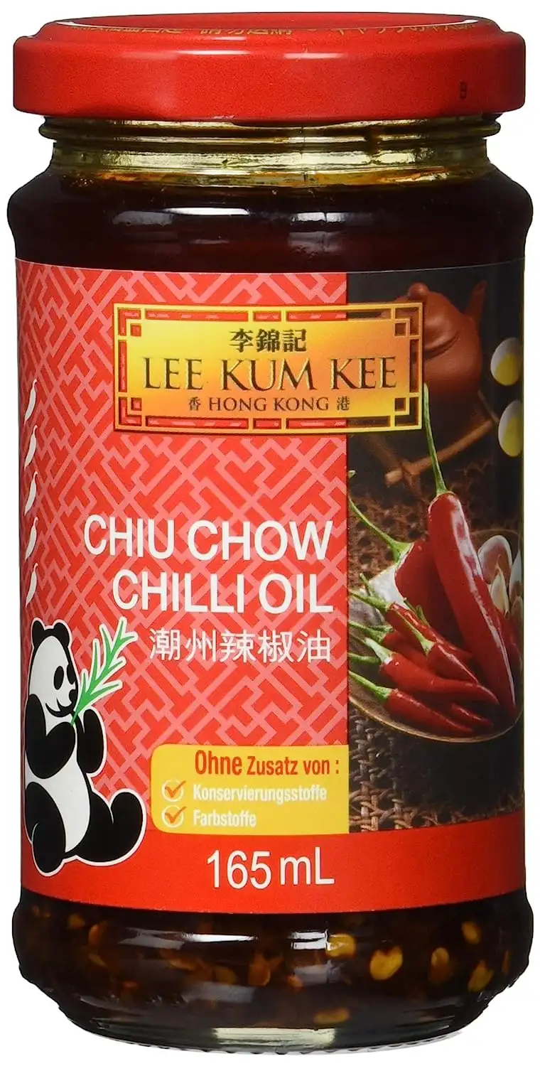 Lee Kum Kee Chili Öl Chiu Chow (aus China, pikant, sehr scharf, ohne Konservierungsstoffe, ohne Farbstoffe, vegan) 1er Pack (1 x 165 ml)