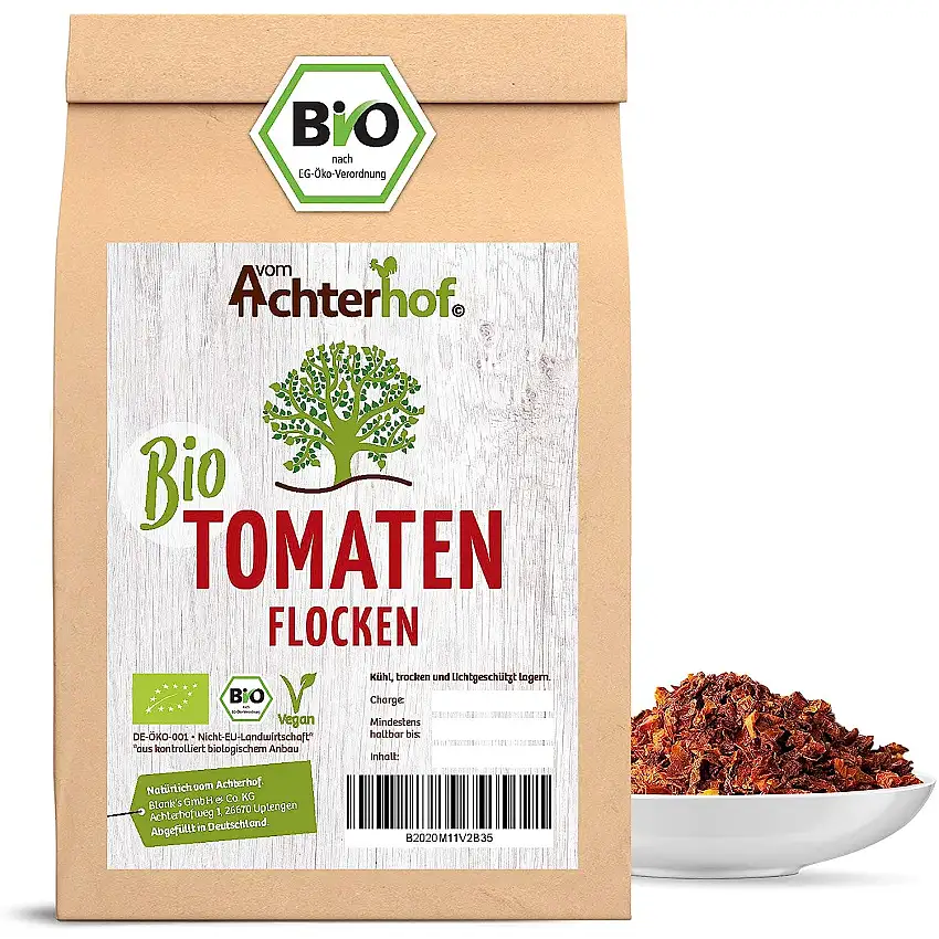 Tomatenflocken getrocknet BIO | 100g | 100% Tomaten ohne Zusätze | Pizzagewürz