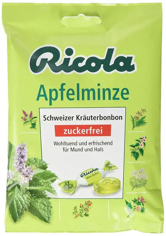 Ricola Apfelminze Schweizer Kräuterbonbons ohne Zucker, 75 g