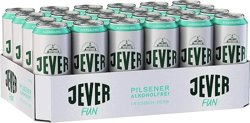 Jever Fun Alkoholfreies Bier 24x0,50 Liter Dosen EINWEG. Ohne Zucker, voller Geschmack. 12 Liter Gesamt