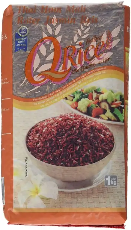 Q Rice Roter Jasminreis, Langkorn, 12er Pack (12 x 1 kg)