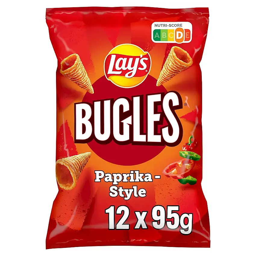 Lay´s Bugles Paprika – Herzhafter Mais-Snack mit Paprika-Geschmack – (12 x 95 g)