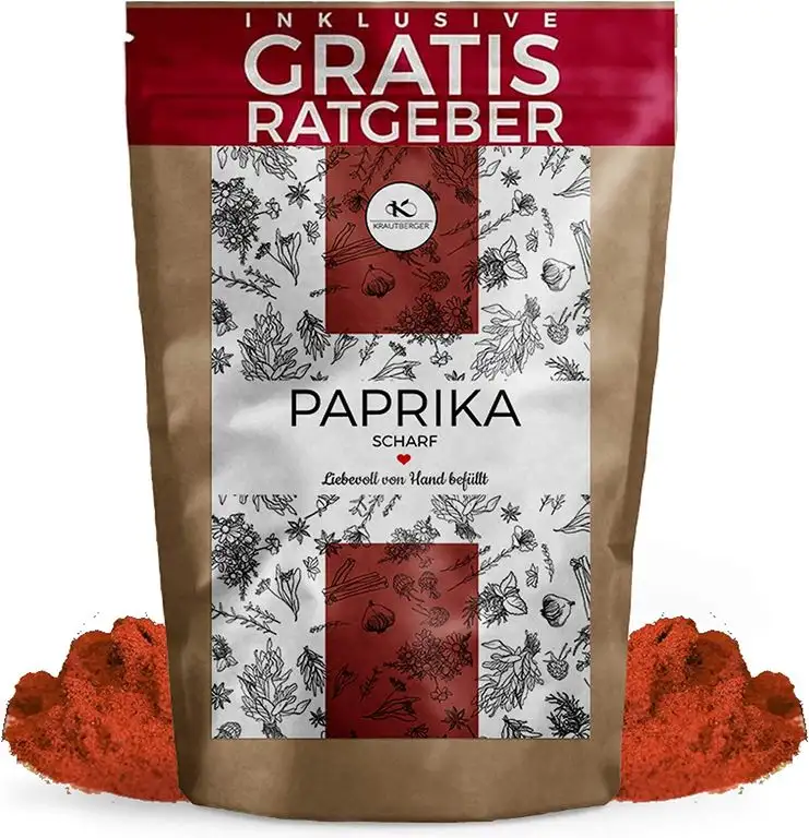 Gourmet Paprikapulver scharf 250g | Gemahlenes Paprika Gewürz scharf inkl Gratis Ratgeber + Rezept | Paprika Pulver extra Schärfe ungarisches Gulasch