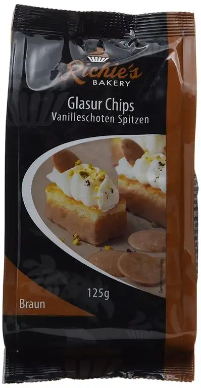 Richie’s Bakery Glasur Chips braun mit Vanilleschoten, 6er Pack (6 x 125 g)