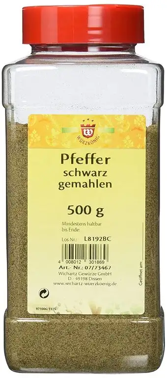 Wichartz Würzkönig Pfeffer schwarz gemahlen, 2er Pack (2 x 500 g)