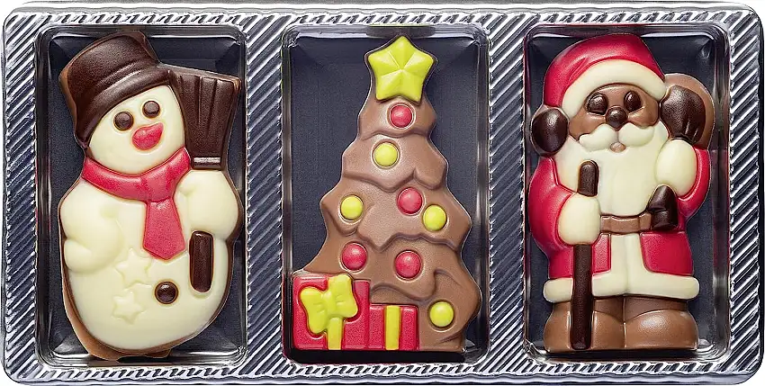 Confiserie Weibler Schokolade Weihnachten - Schokoladengeschenk Xmas - 3 Schokoladenfiguren - 30g