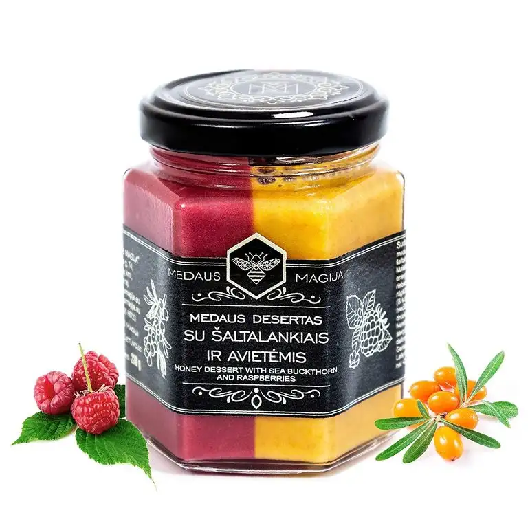 Roher Honig mit Sanddorn & Himbeeren - Bio Honey - Gesund wie Manuka Honig aus Neuseeland - Echter purer Blütenhonig