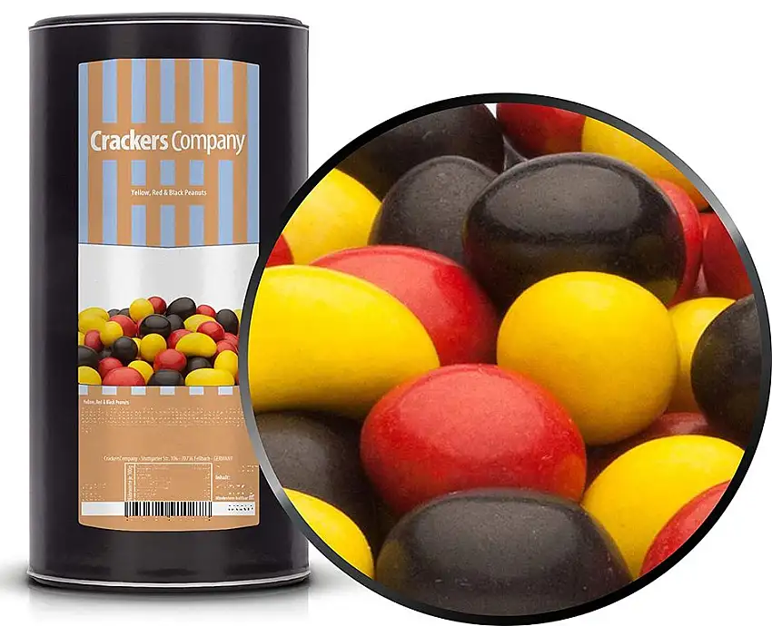 1 x 950g Erdnüsse in Vollmilchschokolade GELB ROT & SCHWARZ vegetarisch