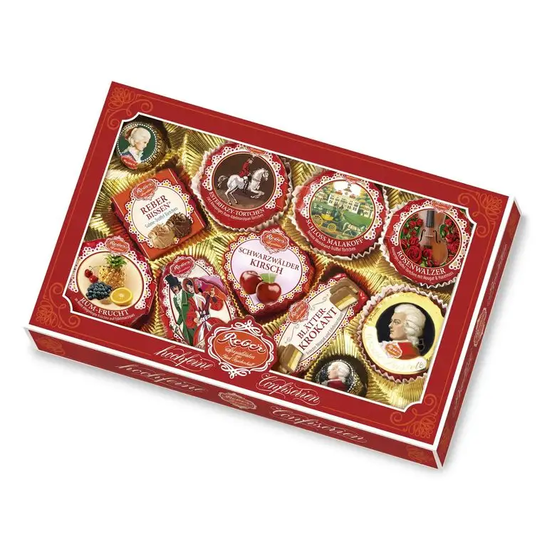 Reber Spezialitäten-Kassette, Pralinen, Mozart-Kugel, Constanze-Mozart-Kugel, Marzipan, Pasteten, Nougat, Tolles Geschenk, 11er-Packung