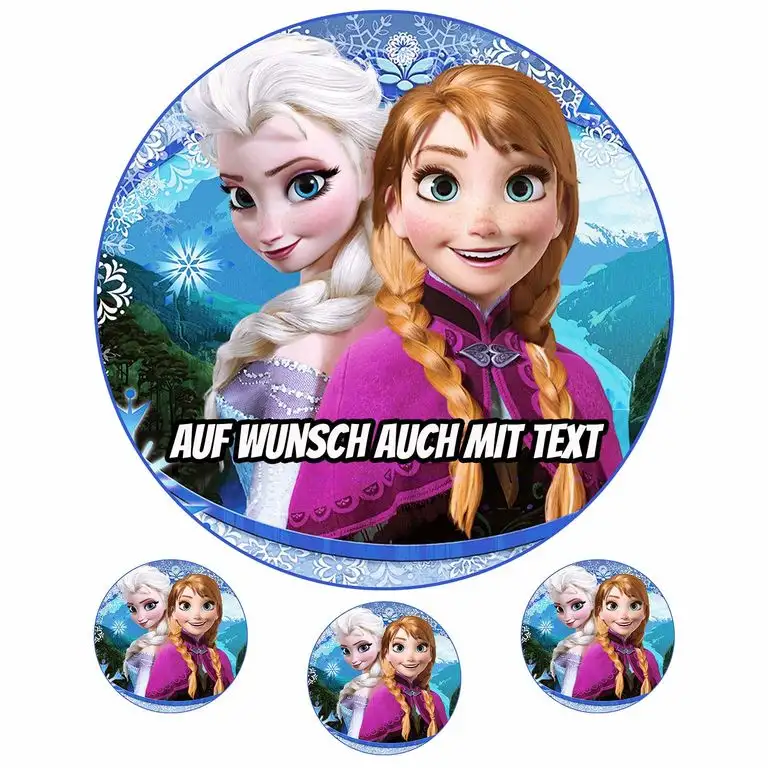 Tortenaufleger aus Zuckerpapier - Tortenbild Geburtstag Tortenplatte Zuckerbild Motiv: Frozen Anna & Elsa