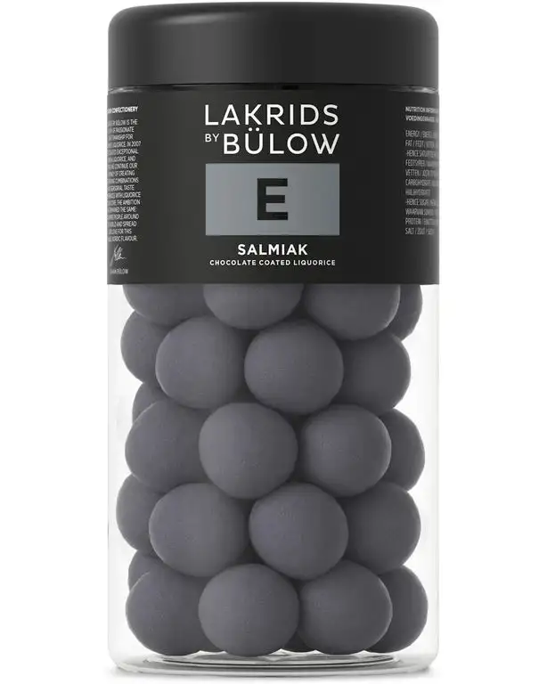 LAKRIDS BY BÜLOW - E - SALMIAK - 295g - Dänische Gourmet Lakritz-Kugeln - Salmiak Lakritzkern umhüllt von Weißer Schokolade - Süßigkeiten Geschenk für Lakritze Liebhaber