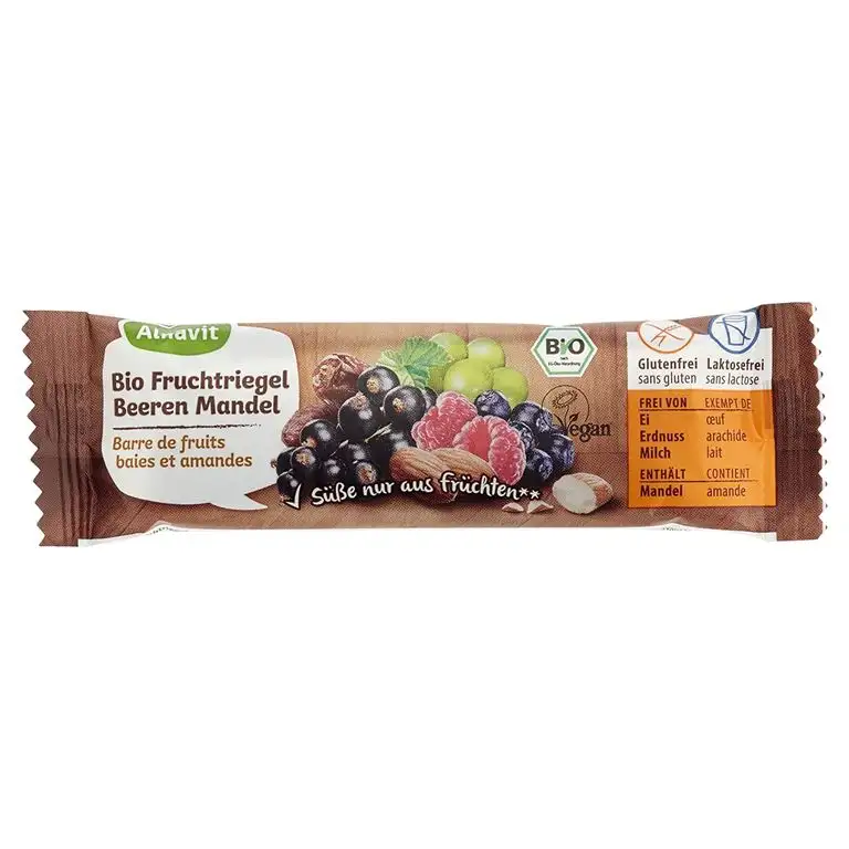 Alnavit Bio Beeren-Mandel Fruchtriegel, glutenfrei, laktosefrei, 20er Pack (20 x 40 g)