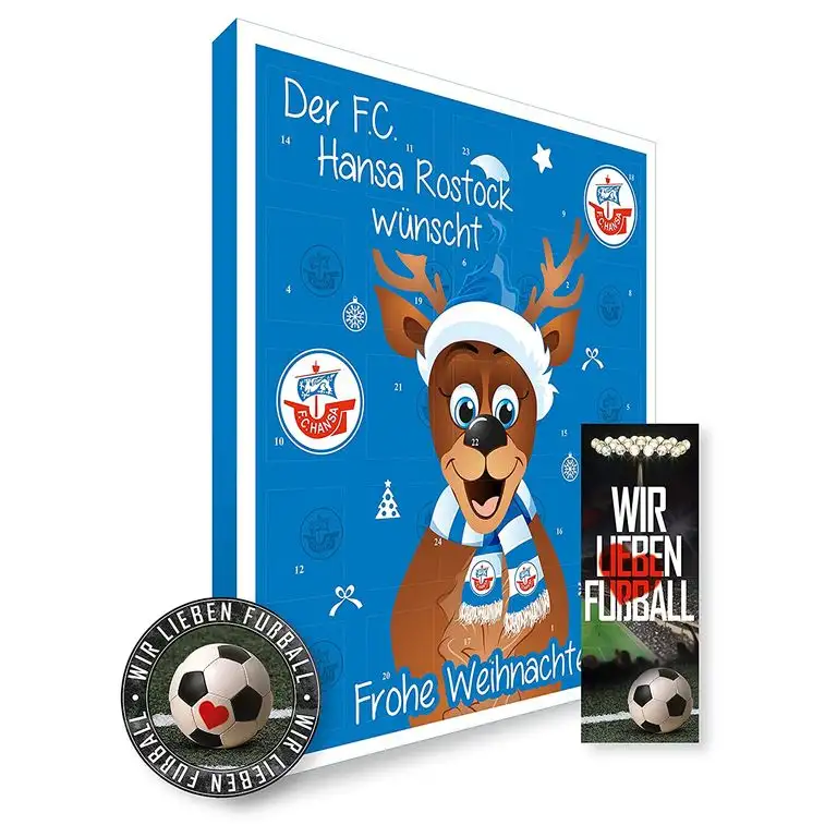 FC Hansa Rostock Kalender, Adventskalender, Weihnachtskalender 2018 - Fairtrade-zertifiziert © plus Aufkleber die Macht aus dem Osten