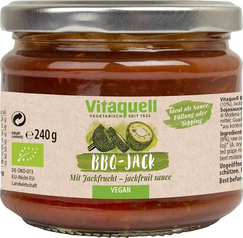 Bio Jackfruit - Vitaquell BBQ-Jack, 240 g - ideal als Barbecue-Sauce zum Grillen, Topping oder Füllung