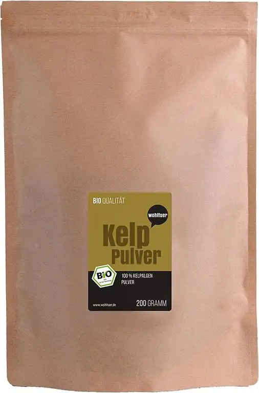 Wohltuer Bio Kelp Pulver aus dem Atlantik | Zertifiziertes Kelp Algenpulver | Natürliche Jodquelle | Smoothie Pulver 200g