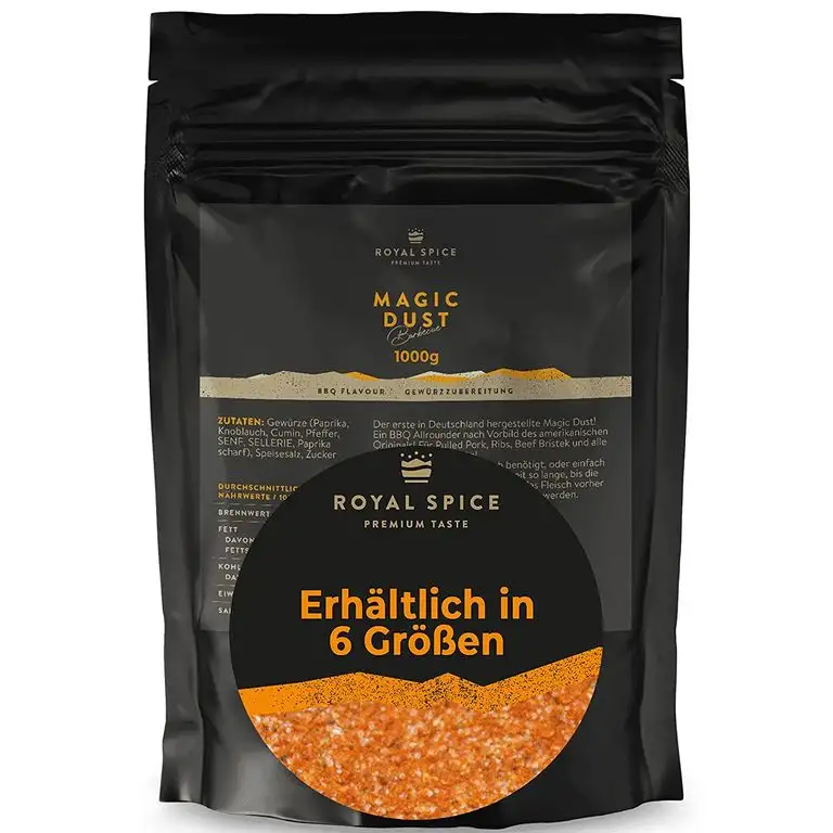 Royal Spice Magic Dust BBQ Rub Gewürzmischung 1kg - Erster In Deutschland Hergestellter Magic Dust Rub Nach Dem Originalrezept Von Mike Mills