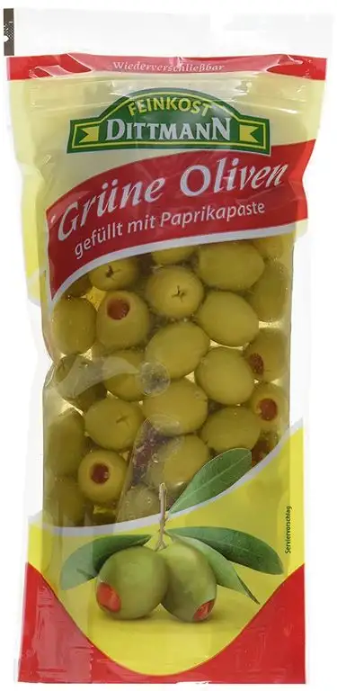 Feinkost Dittmann Oliven gefüllt mit Paprikapaste, 5er Pack (5 x 450 g)