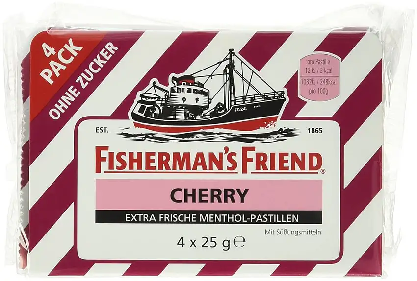 Fisherman's Friend Cherry ohne Zucker - Hustenbonbons, 4x25g (100g)