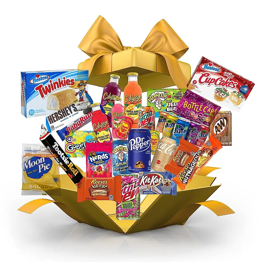 USA Süßigkeiten und Softdrinksbox of the month - 16x nur Top Marken wie Calypso, A&W, Welch, Nerds. Reeses, Coca Cola, Butterfinger uvm - Nur Originalware aus den Staaten