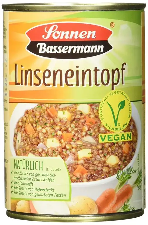 Sonnen Bassermann Linseneintopf, vegan, 6er Pack (6 x 400 g)