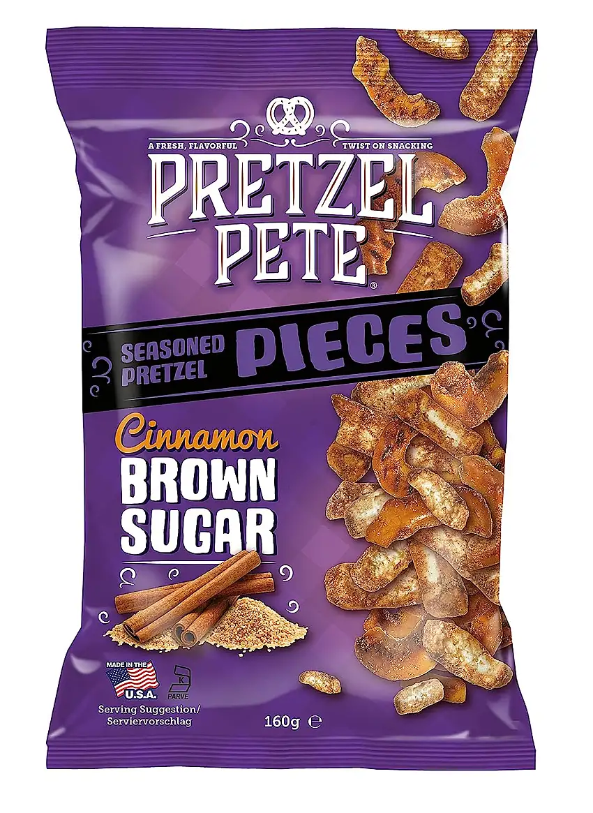 Pretzel Pete Cinnamon Brown Sugar, Leckeres Bretzelgebäck – Salziger Knabberspaß, 160 g