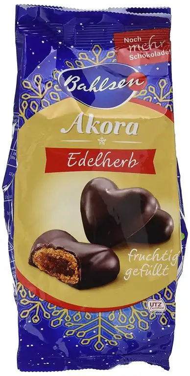 Bahlsen Akora Edelherb – leckere Lebkuchenherzen mit Fruchtfüllung 150 g