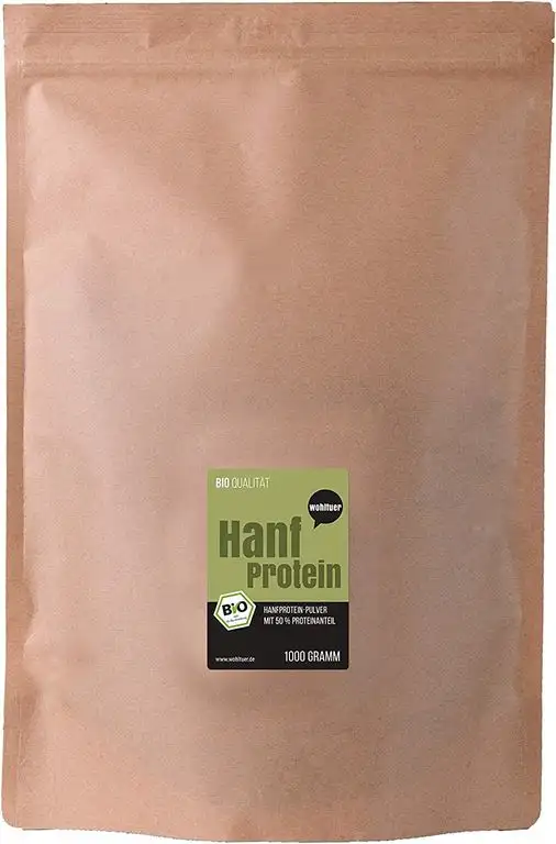 Wohltuer Bio Hanfprotein | Glutenfrei, Cholesterinfrei, Nährstoffreich | 100% Pflanzliches Protein & Vegan | Proteinpulver in geprüfter Bio-Qualität (1000g)