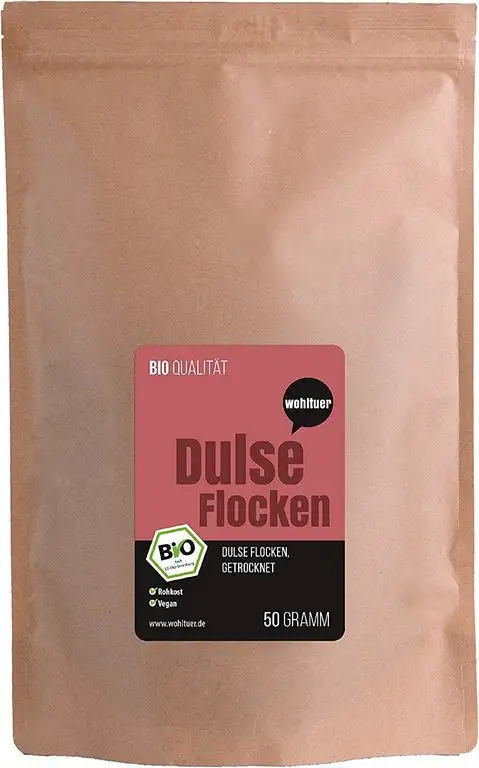 Wohltuer Bio Dulseflocken | Dulse Algen Bio | Lappentang Bio getrocknet | Aus dem Atlantik 50g