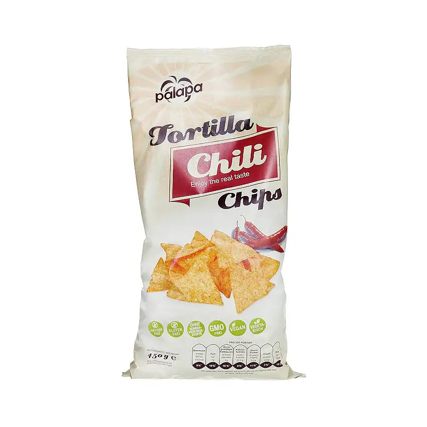 Palapa Tortilla Chips Chili | 450 gr | Mexikanischen Küche | Ohne Konservierungsstoffe | Hervorragender Geschmack | Vegan | Glutenfrei