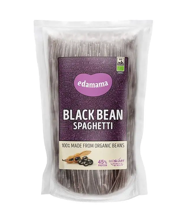 Edamama - Low-Carb High-Protein Pasta aus 100% Bio-Bohnen - Black Bean Spaghetti Nudeln - Bio, Vegan, Glutenfrei, 45% Protein (6 x 200g)