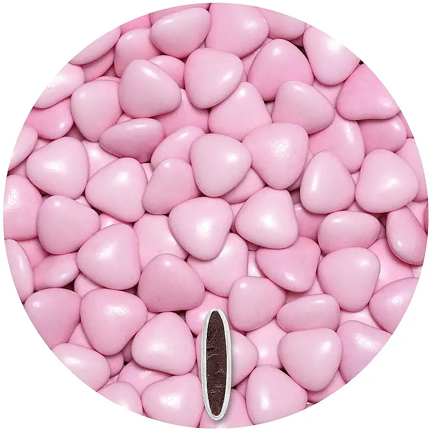 EinsSein® Schokoherzen 500g ca. 277 St. rosa glanz - Gastgeschenke Hochzeit Taufe - schokolade schokolinsen dragees herz candy bar bonboniere Hochzeitsmandeln Taufmandeln herzdragees