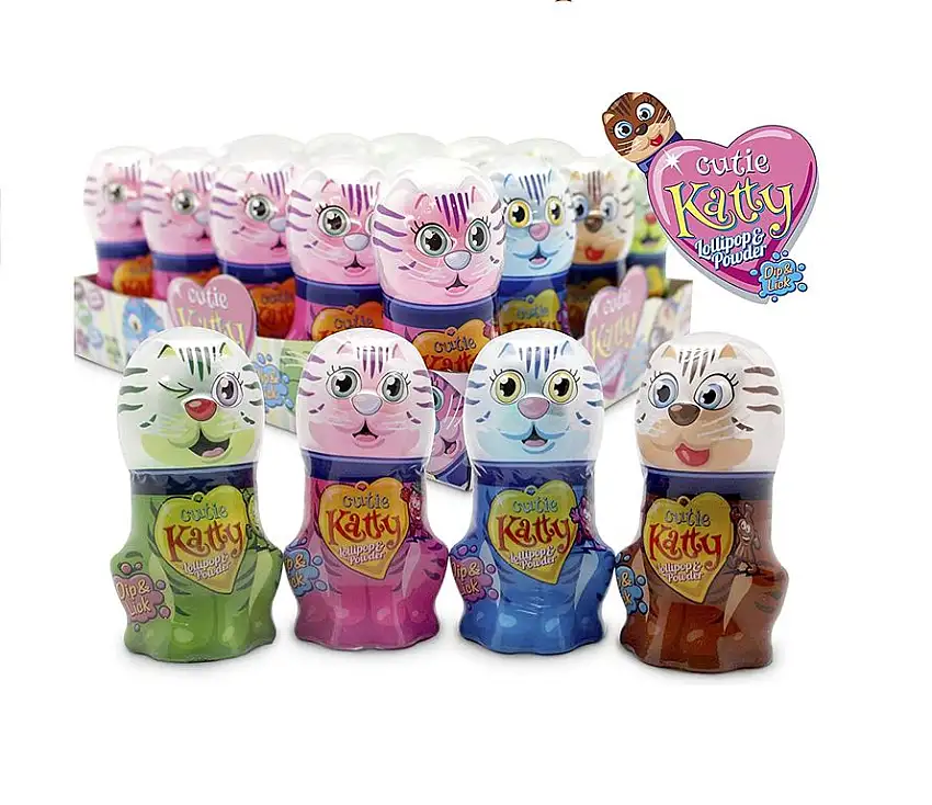 Cutie Katty Candy Licker – Lollypop & Pulver 20 Stück in Verkaufsdisplay