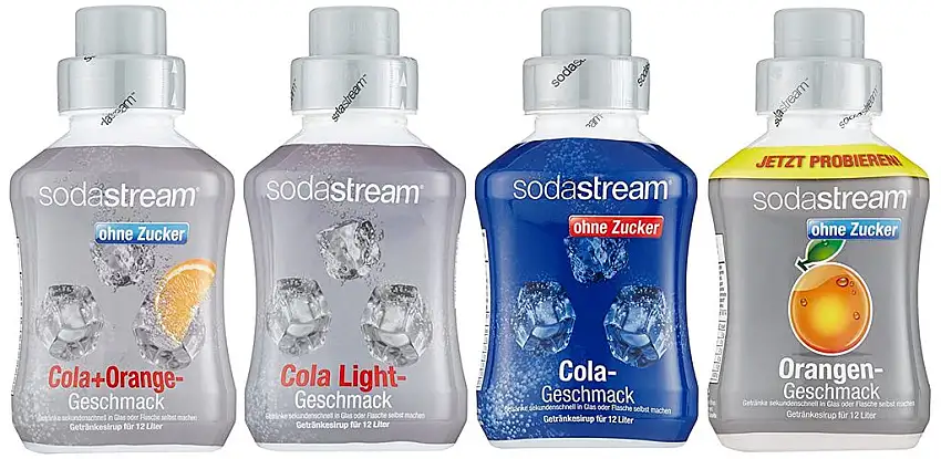 SodaStream 4er Sirup-Packung, Cola ohne Zucker, Orange ohne Zucker,Cola Light, Cola-Mix ohne Zucker (4 x 500ml)