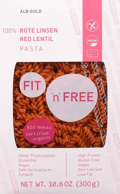 FIT 'n' FREE Bio Rote Linsen Fusilli, 1 Pack (1 x 300 g)
