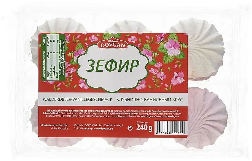 Dovgan Süße Wolke, Schaumgebäck, weiß-rosé, 10er Pack (10 x 240 g)