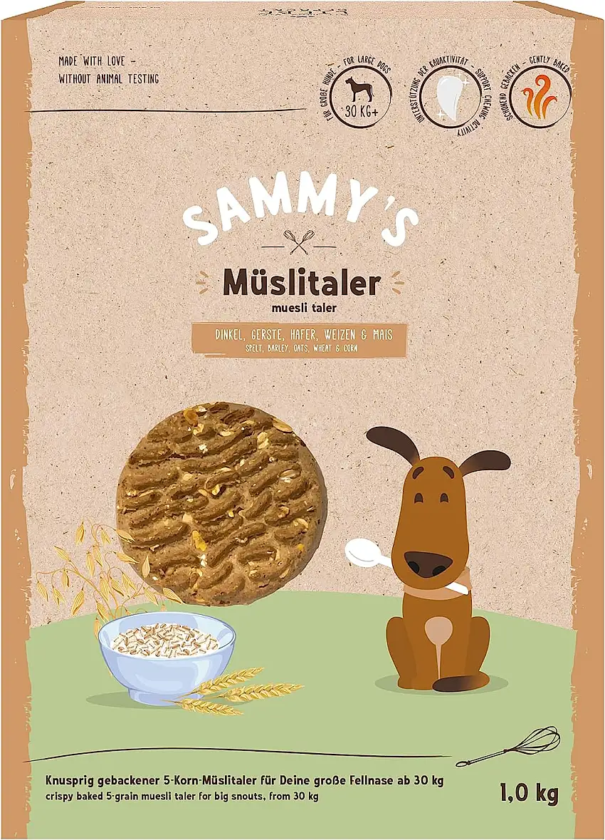 Sammy´s Müslitaler | Knusprig gebackene Hundesnacks |5-Korn-Müslitaler für Deine große Fellnase (ab 30 kg) | 1 kg