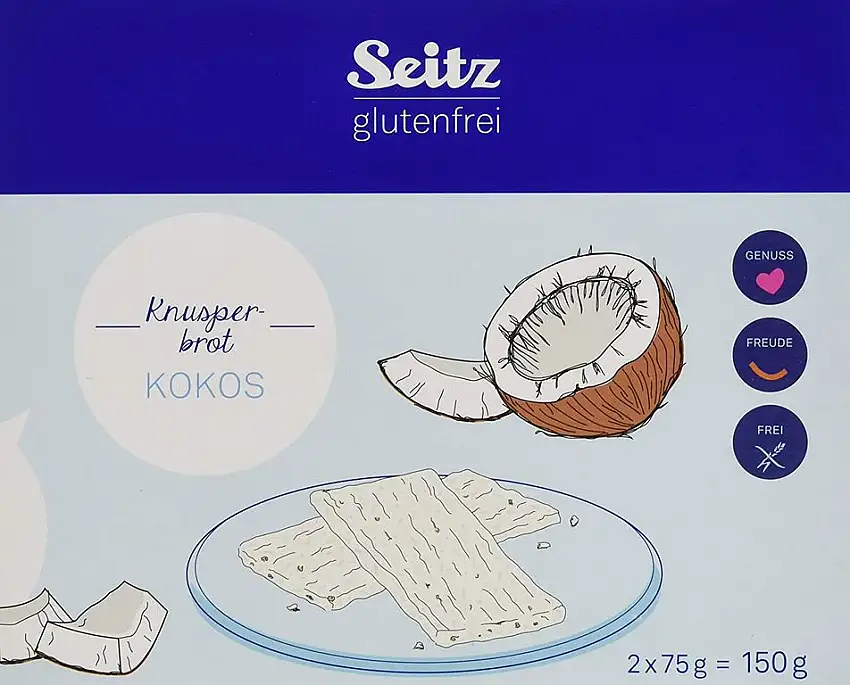 Seitz glutenfrei Kokos Knusperbrot, 4er Pack (4 x 150 g)