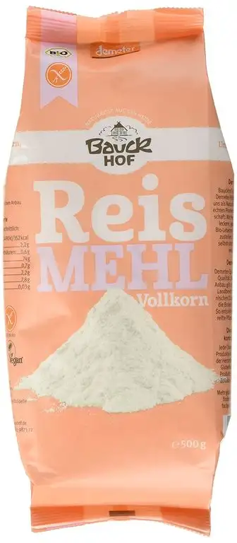 Bauckhof Reismehl Vollkorn 500 g Demeter gf, 3er Pack (3 x 500 g)