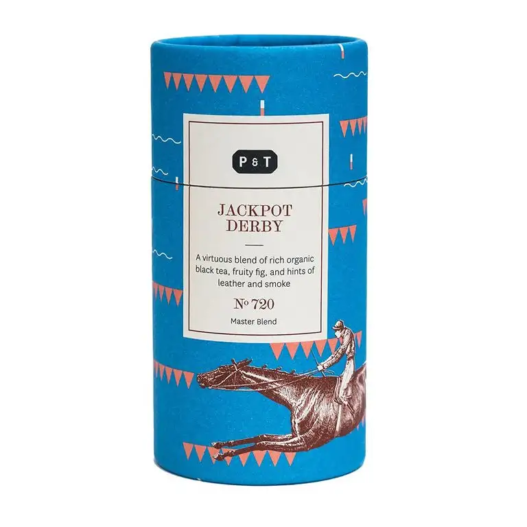 P & T Jackpot Derby, Loser Ganzblatt-Bio-Schwarztee Master Blend, Schwarzteemischung mit Früchten, Deko-Dose (90g / 3.2oz)