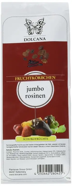 Dolcana Schokofrchte - Jumbo Rosinen, 3er Pack (3 x 150 g Packung)