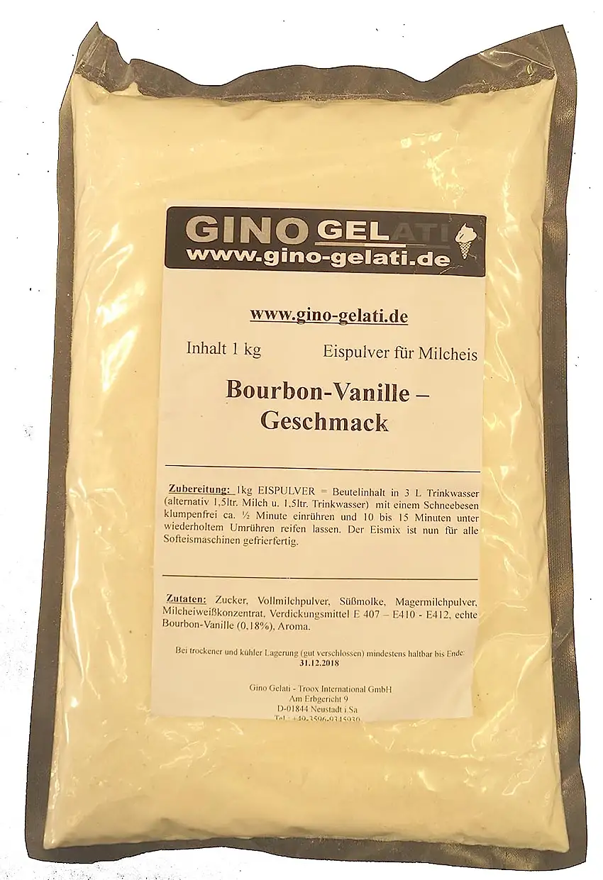 Bourbon-Vanille 1 Kg Gino Gelati Eispulver für Milcheis Softeispulver Speiseeispulver